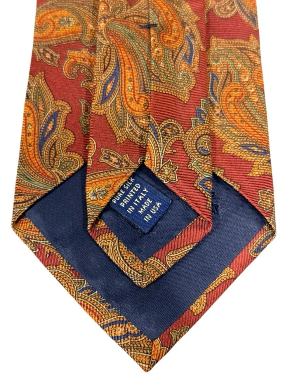 Brooks Brothers Makers Vintage Silk Tie Burgundy Gold Oversized Paisley Italy